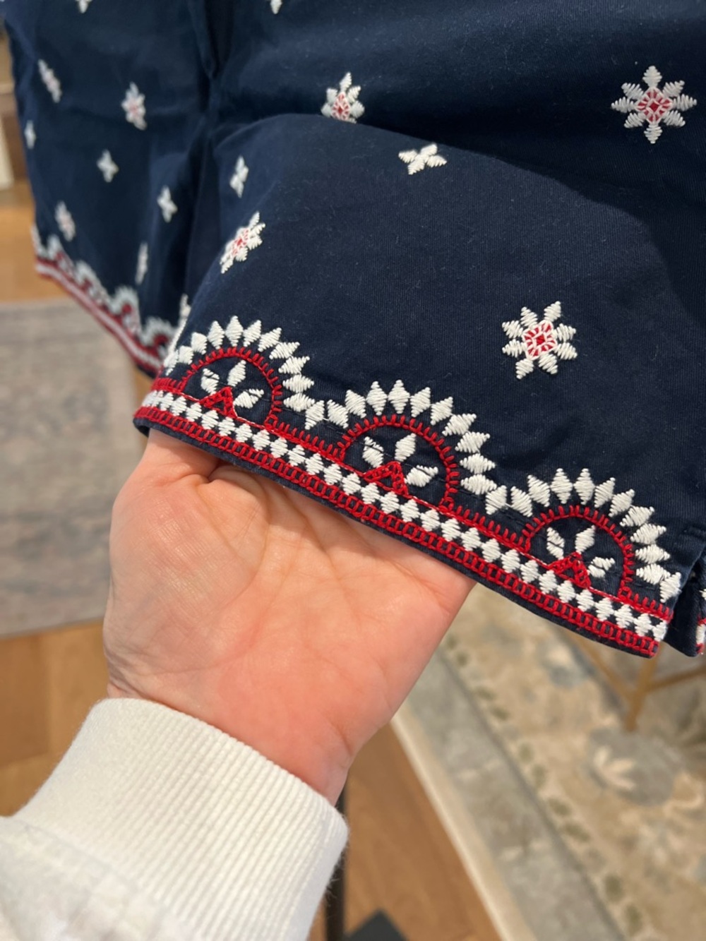 Loft Embroidered Navy Women's Shorts - Picture 3 of 7